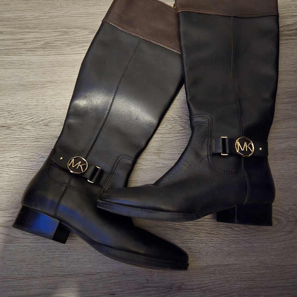 Michael Kors Black and Brown Over the Knee Boots - Picture 2 of 2